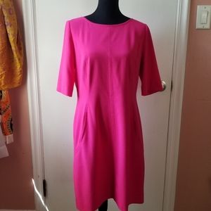 Women's Fuchsia Sheath Dress - Classic Short Sleeve